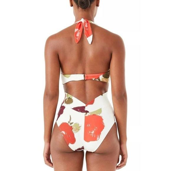 Kate Spade New York IVORY Floral-Print Twist-Front One-Piece Swimsuit - Picture 2 of 8